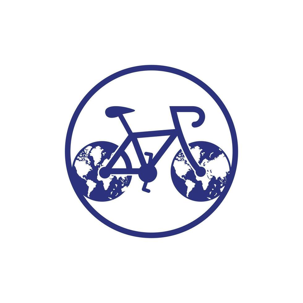 wereld fiets dag. fiets met wielen in planeet aarde vorm icoon vector ontwerp.