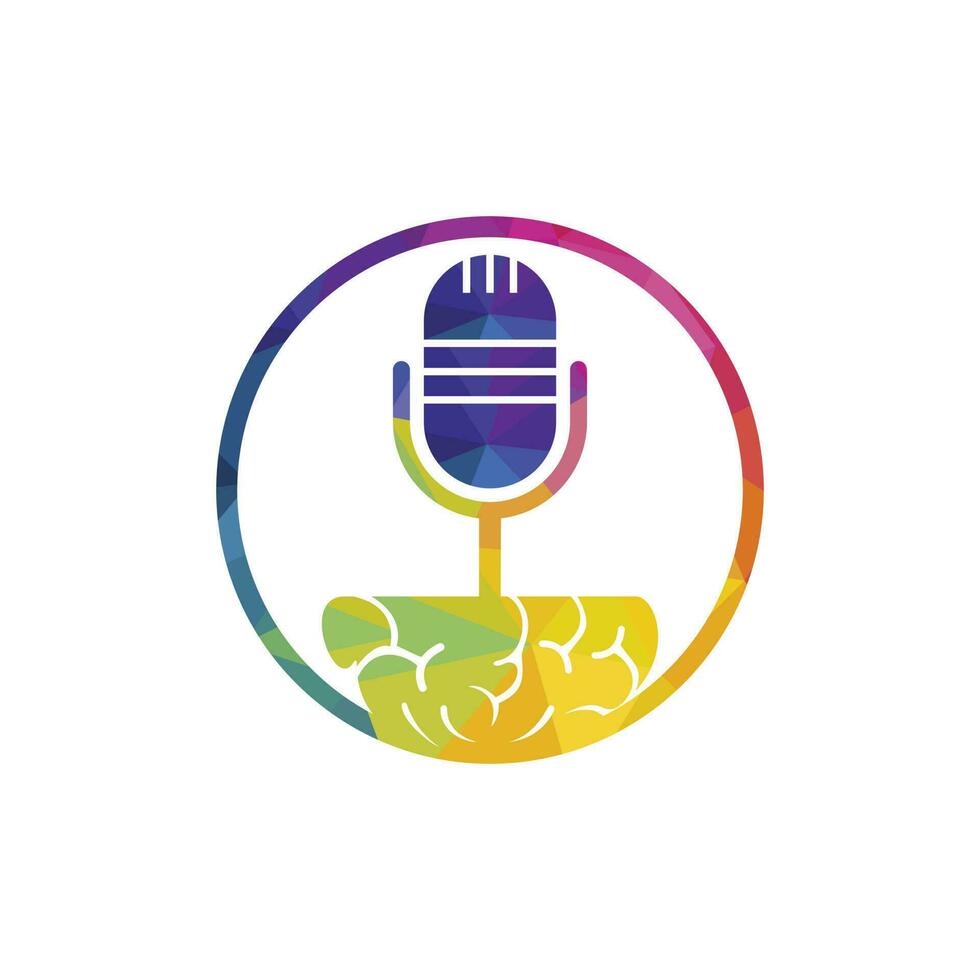 hersenen podcast logo ontwerp. uitzending vermaak bedrijf logo sjabloon vector illustratie.
