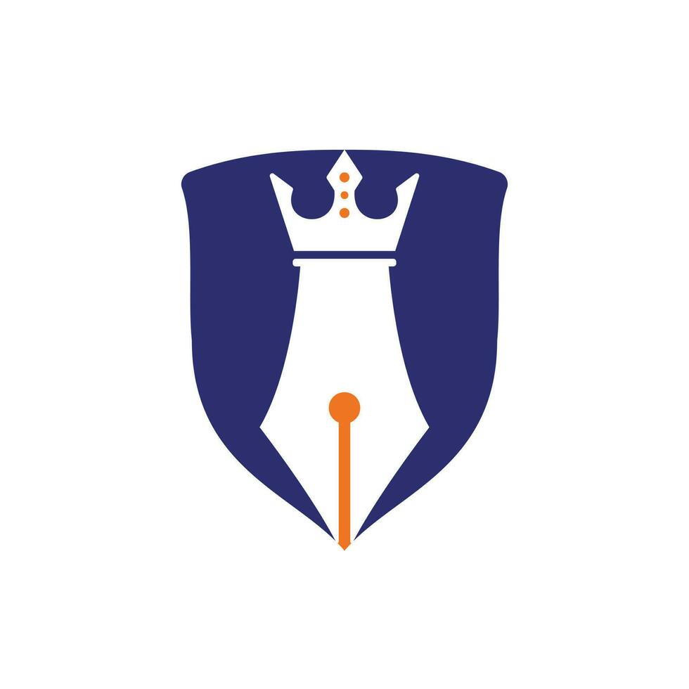 koning pen vector logo ontwerp. Koninklijk pen kroon logo ontwerp vector sjabloon.