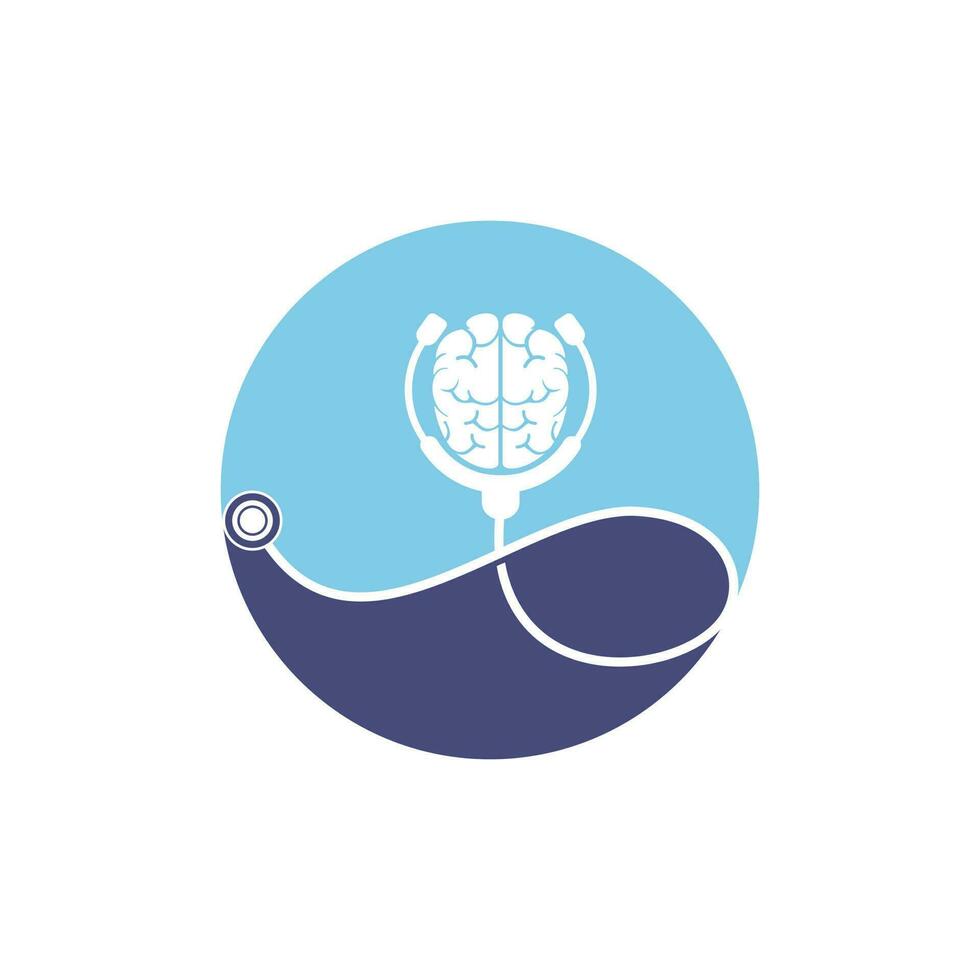 hersenen zorg vector logo sjabloon. stethoscoop en menselijk hersenen icoon logo ontwerp.