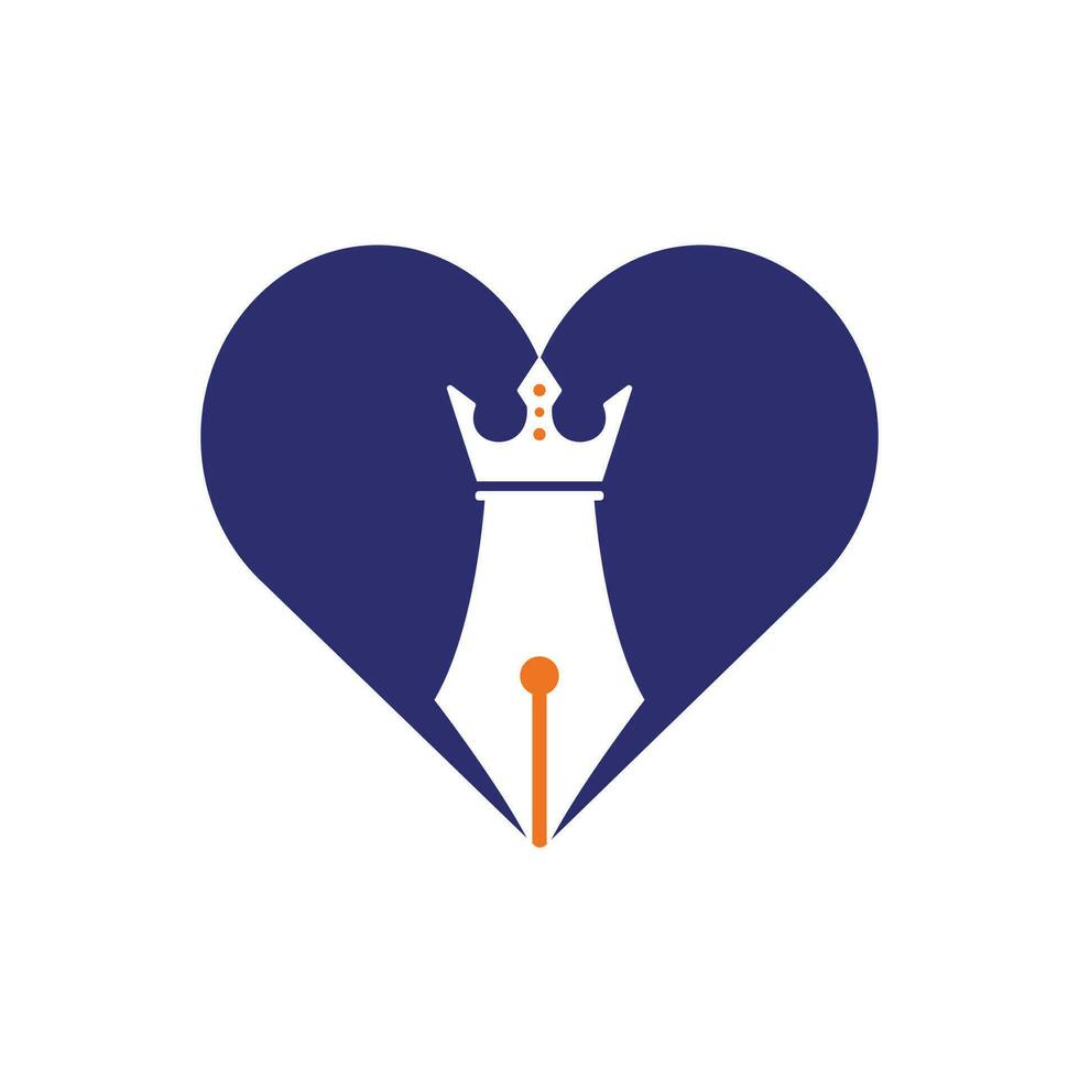 koning pen vector logo ontwerp. Koninklijk pen kroon logo ontwerp vector sjabloon.