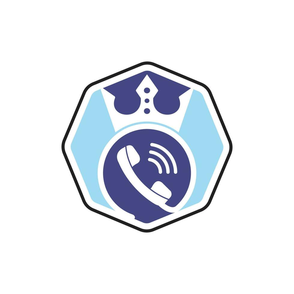 koning telefoontje vector logo ontwerp. handset en kroon icoon ontwerp.