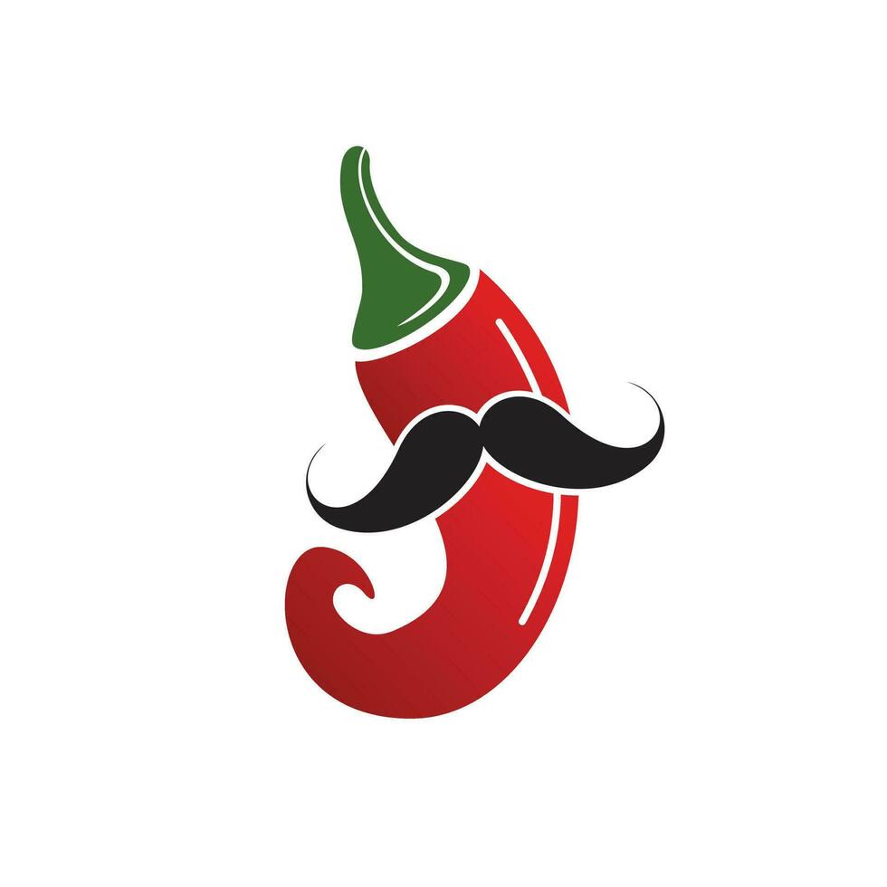 meneer Chili vector logo ontwerp. Chili met snor icoon logo ontwerp.
