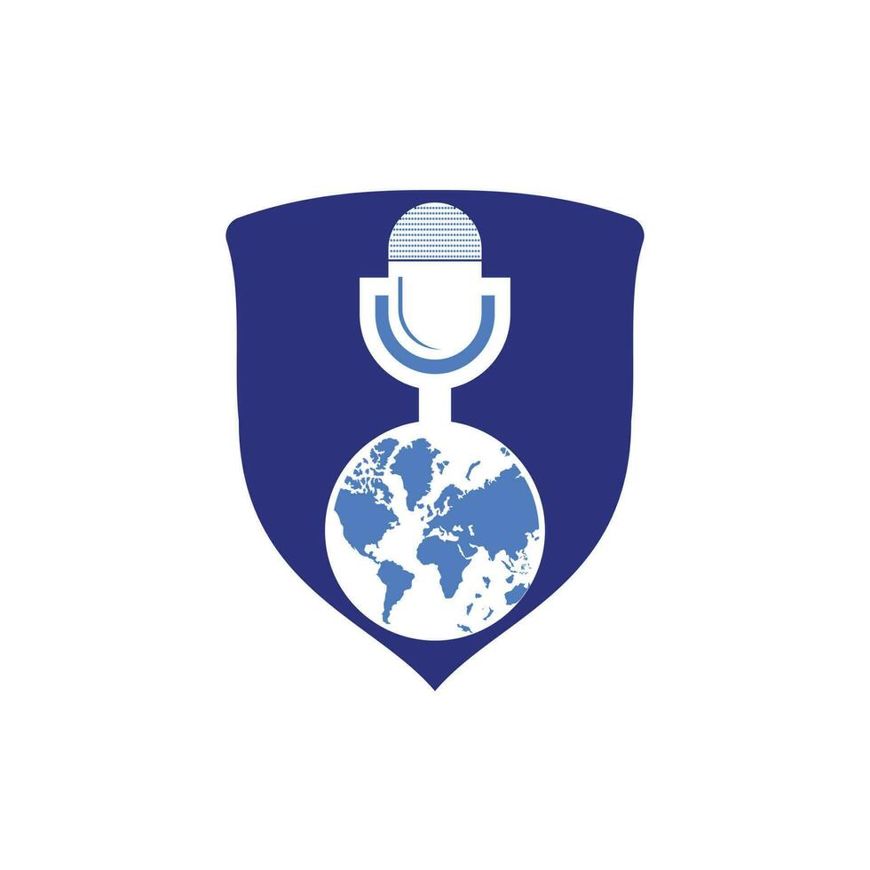 globaal podcast logo ontwerp. uitzending vermaak bedrijf logo sjabloon vector illustratie.