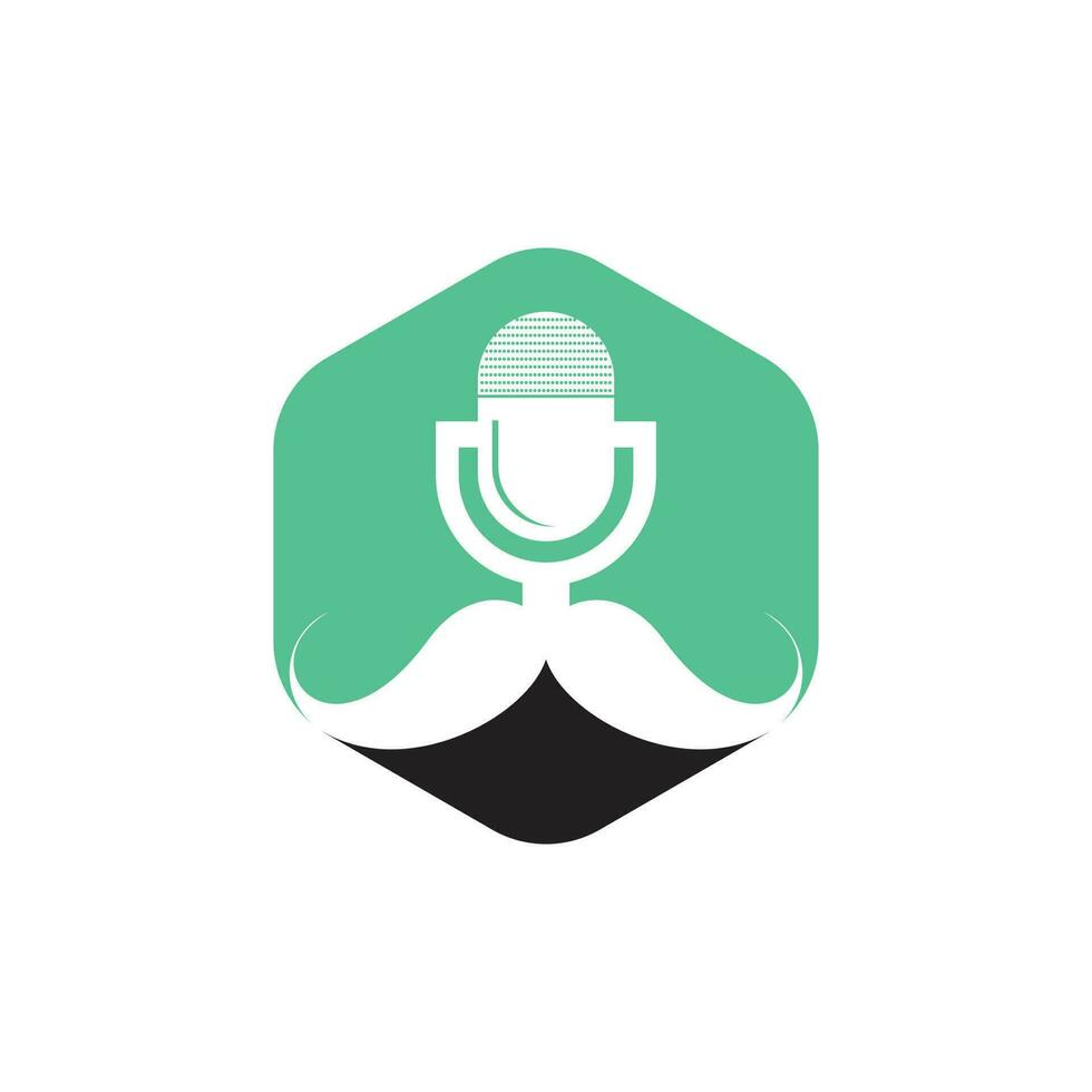heer podcast logo ontwerp sjabloon. snor podcast icoon. vector