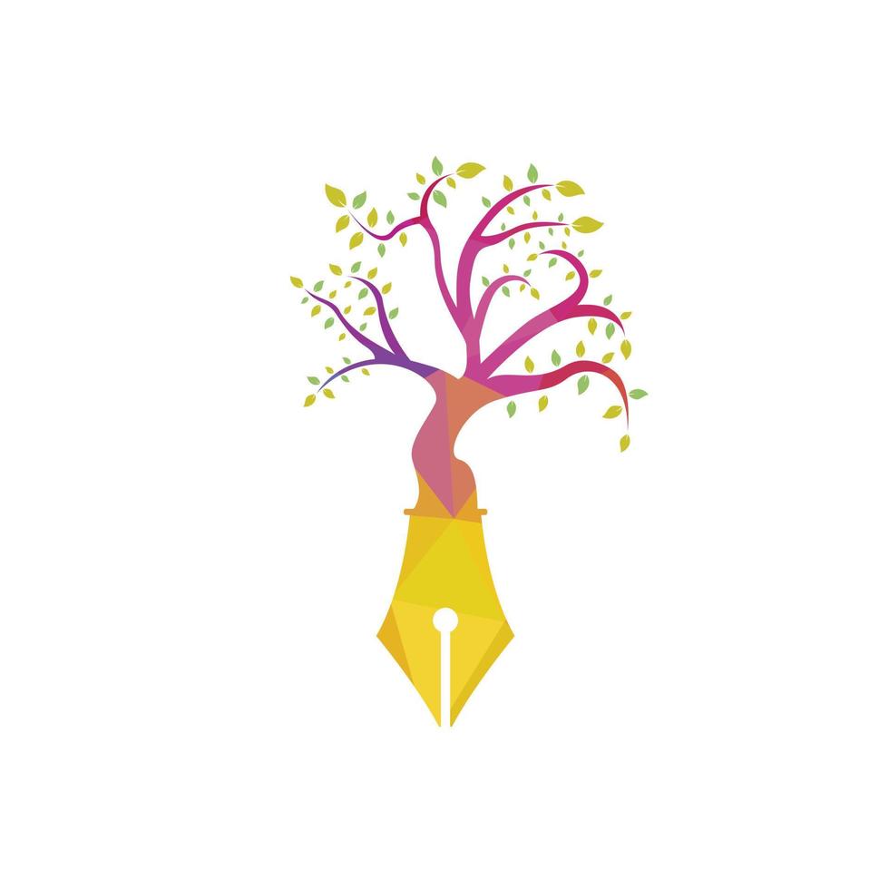 boom pen vector logo ontwerp sjabloon. auteur en natuur logo concept.