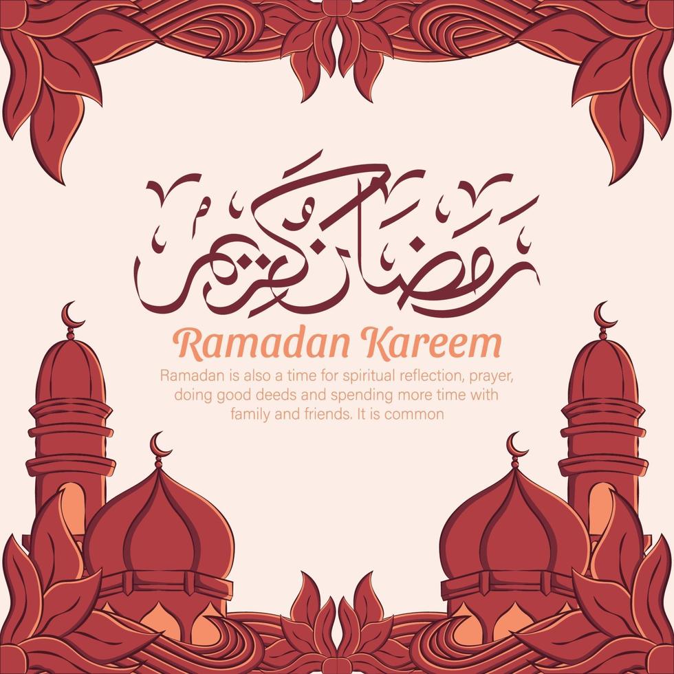 hand getrokken illustratie van ramadan kareem of eid mubarak groet concept op witte achtergrond. vector