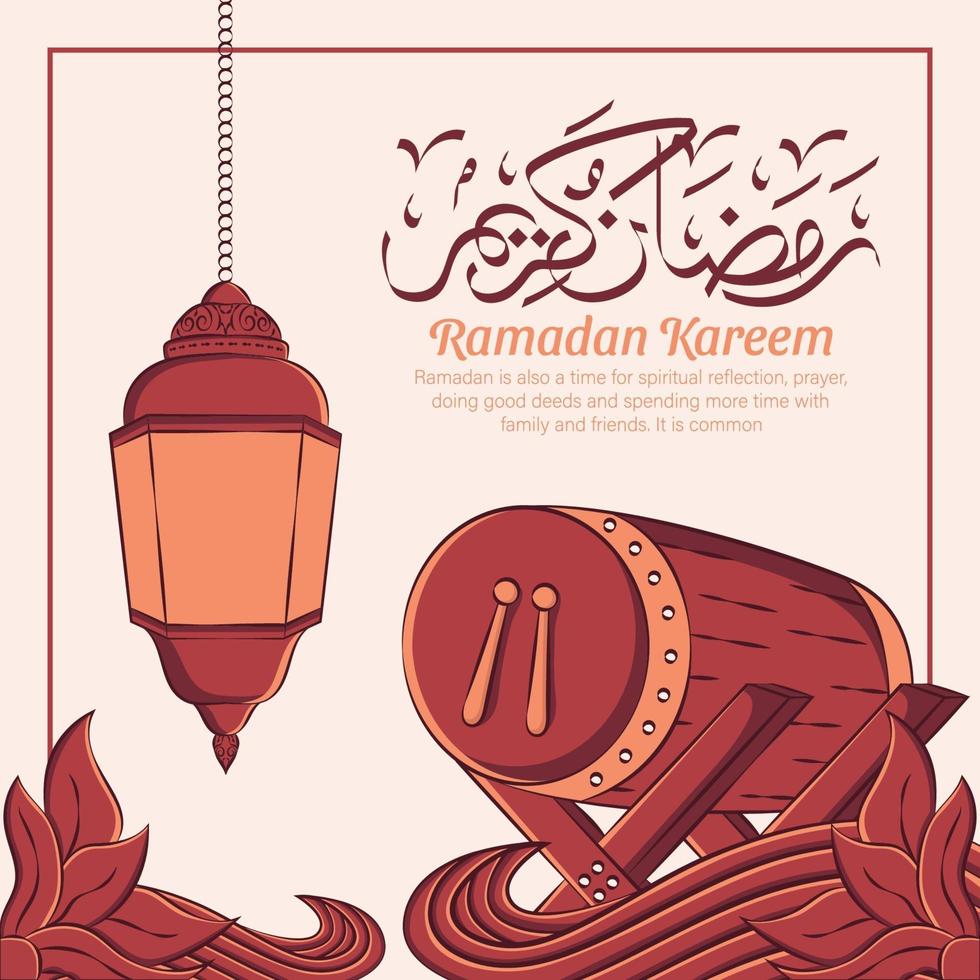 hand getrokken illustratie van ramadan kareem of eid mubarak groet concept op witte achtergrond. vector