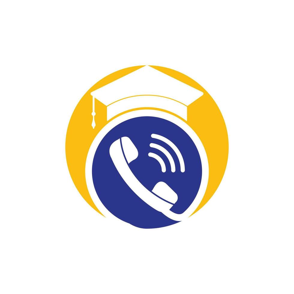 onderwijs telefoontje vector logo ontwerp sjabloon. diploma uitreiking pet en handset icoon logo.