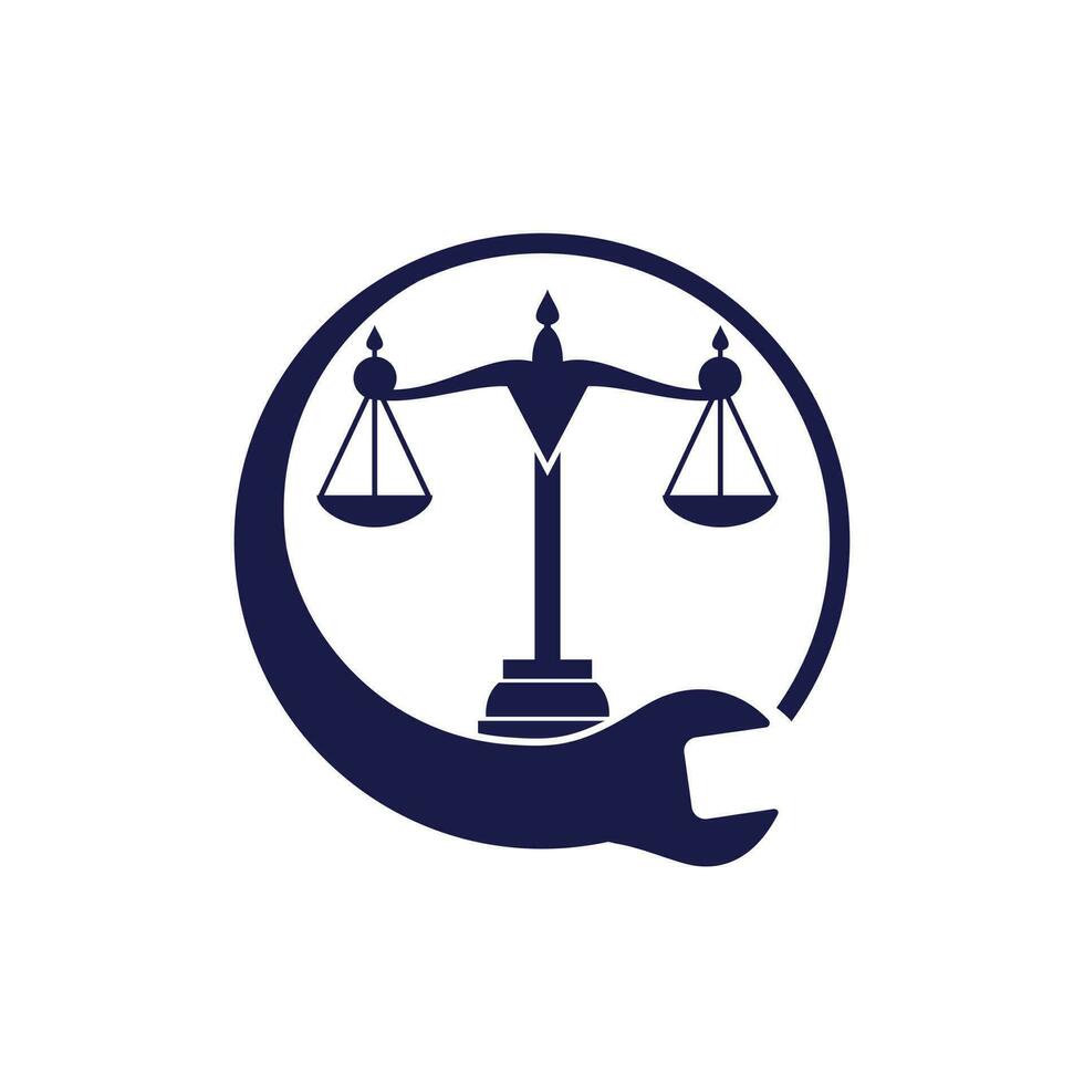arbeid bescherming wet logo concept. moersleutel met schaal icoon logo ontwerp sjabloon. vector