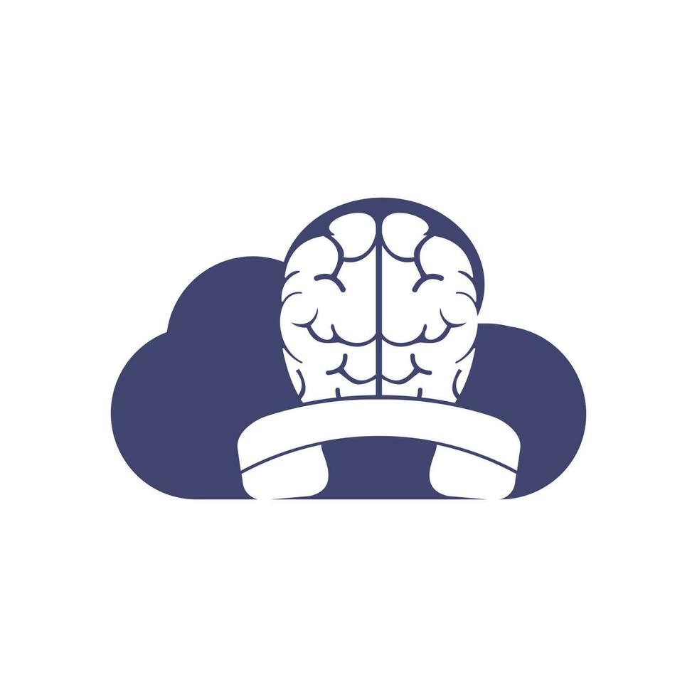 hersenen telefoontje vector logo ontwerp sjabloon.