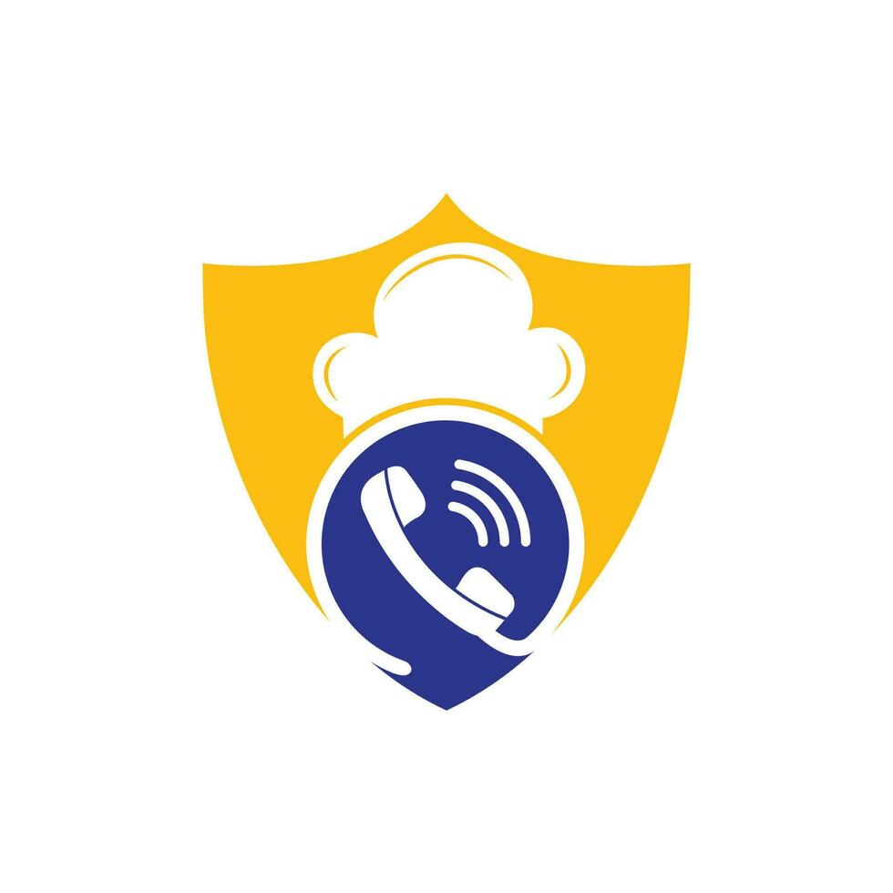 telefoon chef vector logo ontwerp. handset en chef hoed icoon ontwerp.