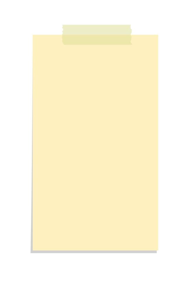 verticaal geel kleverig Notitie illustratie. geplakt kantoor memo papier sjabloon. vector