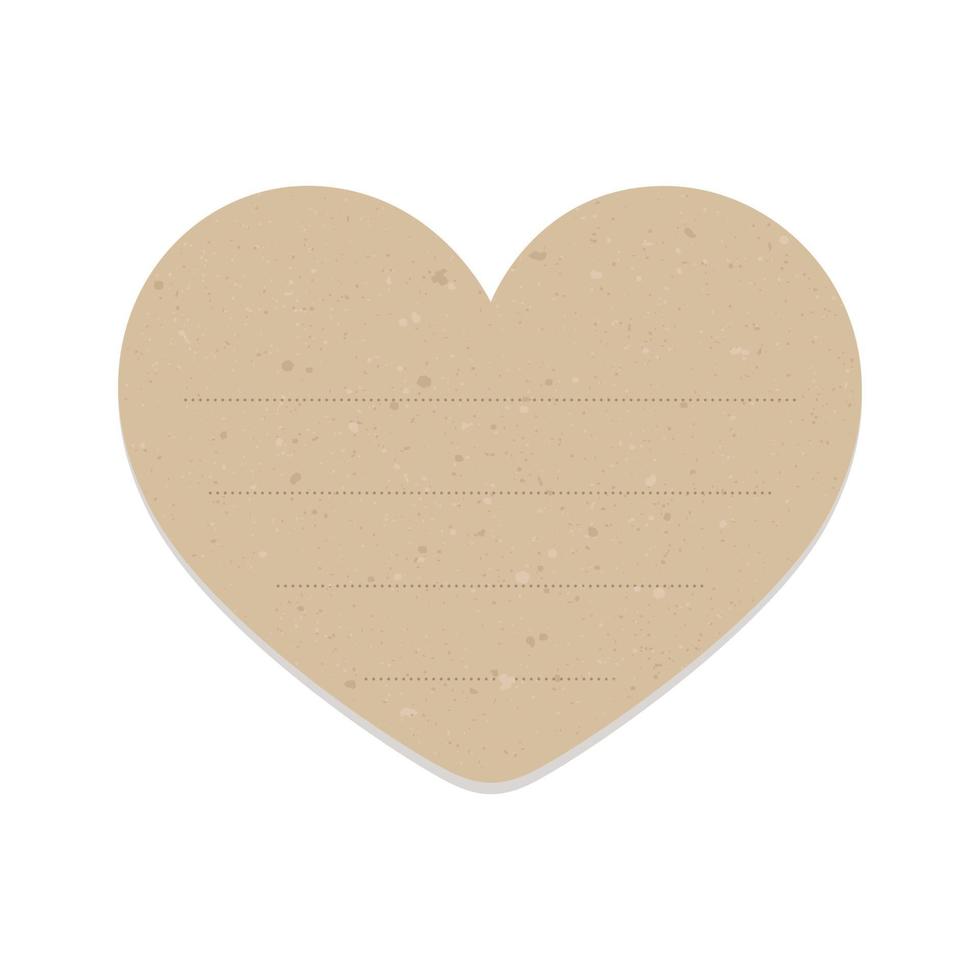 wijnoogst hart vorm bruin papier Opmerking. gerecycled memo papier met Zelfklevend plakband. vector