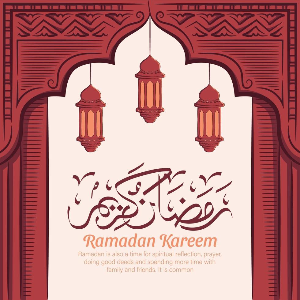 hand getrokken illustratie van ramadan kareem iftar feestviering. islamitische heilige maand 1442 h. vector