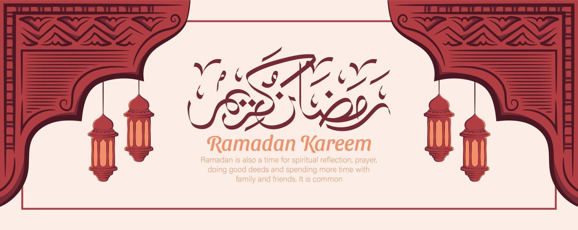 hand getrokken illustratie van ramadan kareem iftar feestviering. islamitische heilige maand 1442 h. vector