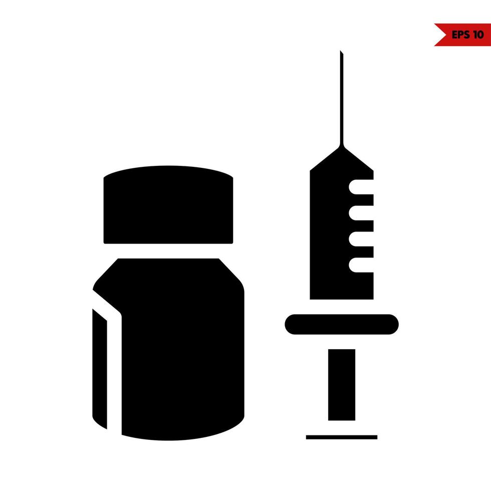 fles drug met injectie glyph icoon vector