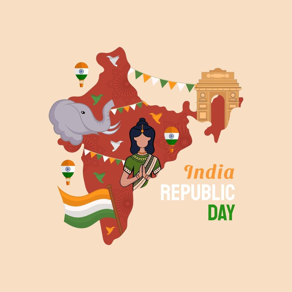 hand getrokken illustratie van de dag van de Indiase republiek vector