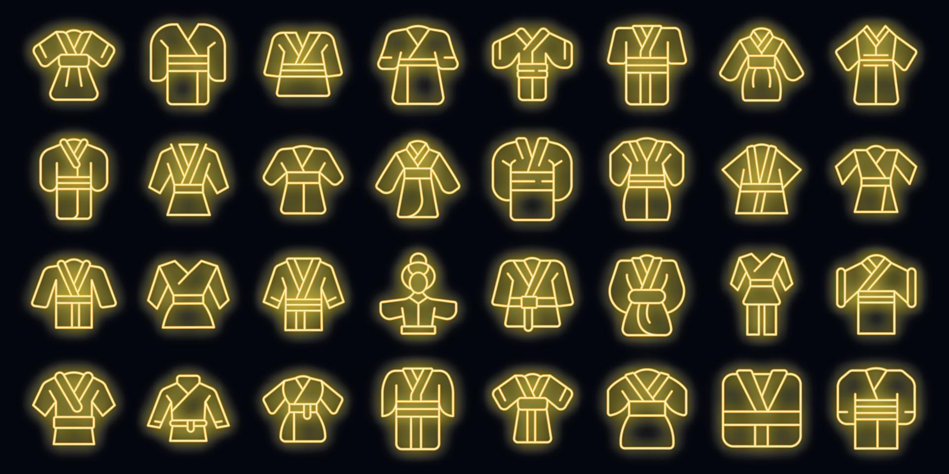 kimono pictogrammen reeks vector neon