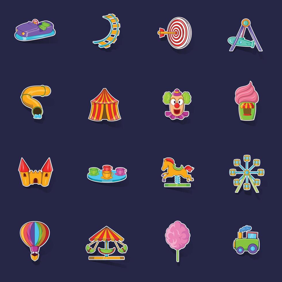 amusement park pictogrammen reeks vector sticker