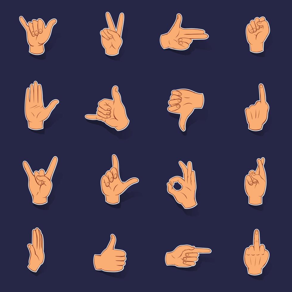 hand- pictogrammen reeks vector sticker