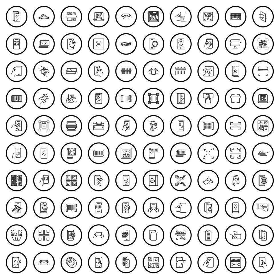 100 telefoon pictogrammen set, schets stijl vector