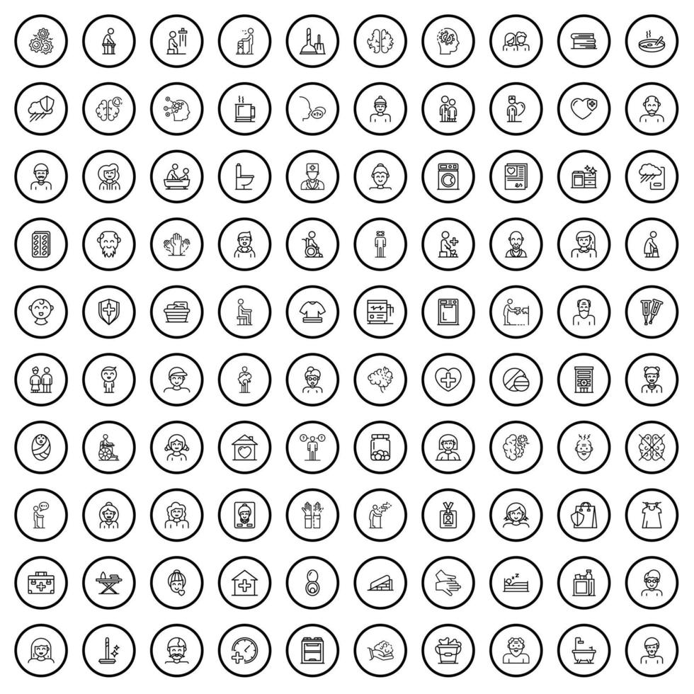 100 volwassen pictogrammen set, schets stijl vector