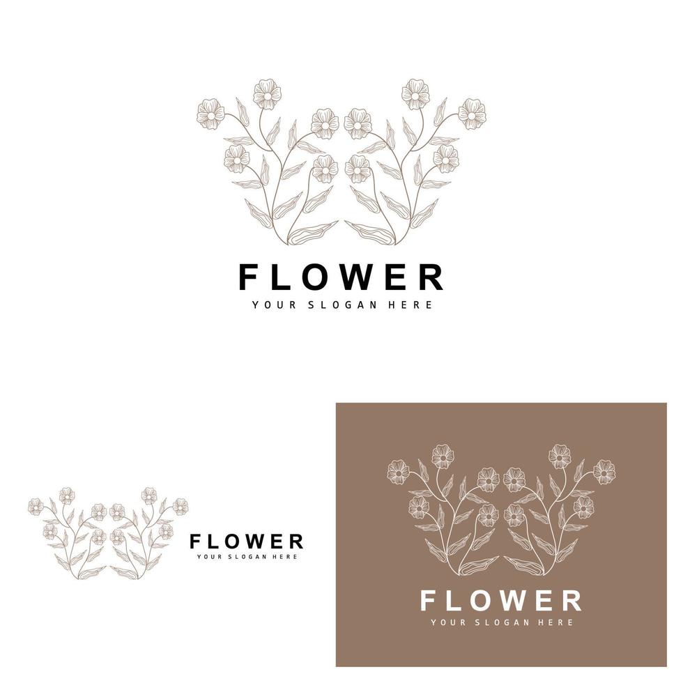 gemakkelijk botanisch blad en bloem logo, vector natuurlijk lijn stijl, decoratie ontwerp, banier, folder, bruiloft uitnodiging, en Product branding