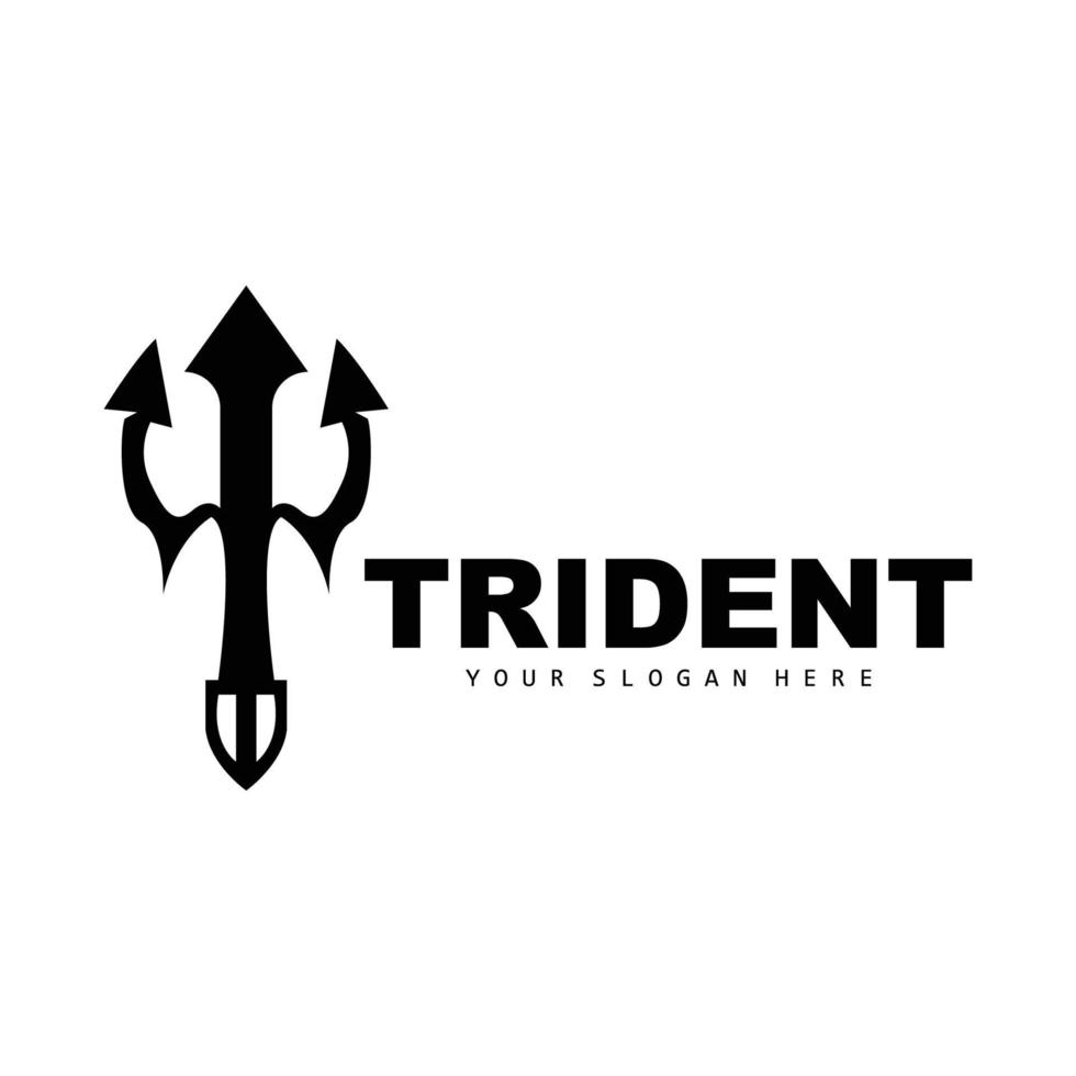 drietand logo, vector magie speer van Poseidon Neptunus, triton koning ontwerp, sjabloon icoon merk illustratie