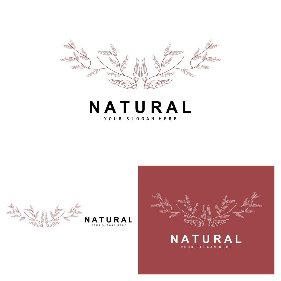 gemakkelijk botanisch blad en bloem logo, vector natuurlijk lijn stijl, decoratie ontwerp, banier, folder, bruiloft uitnodiging, en Product branding