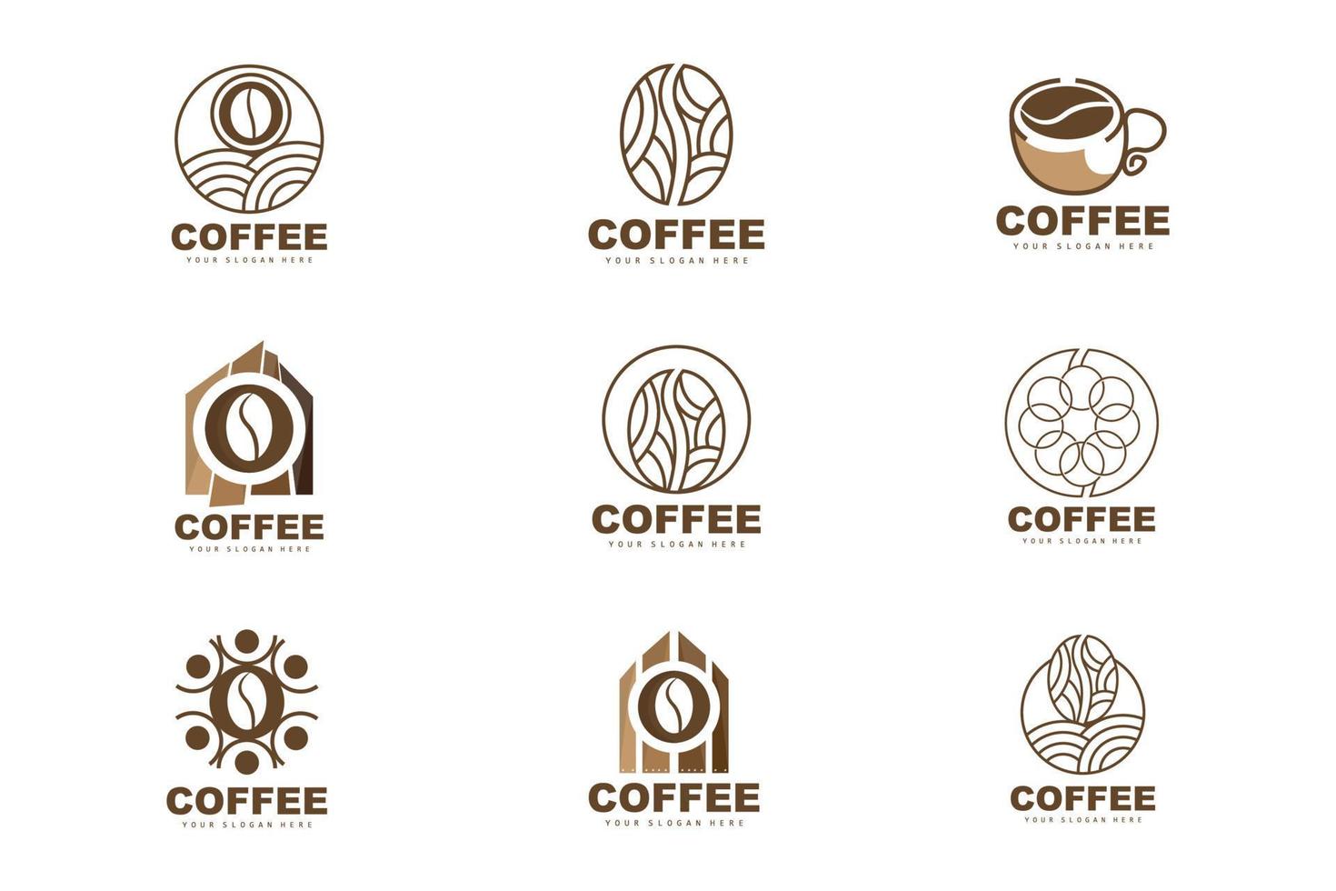 koffie Boon drinken logo ontwerp in bruin kleur vector illustratie