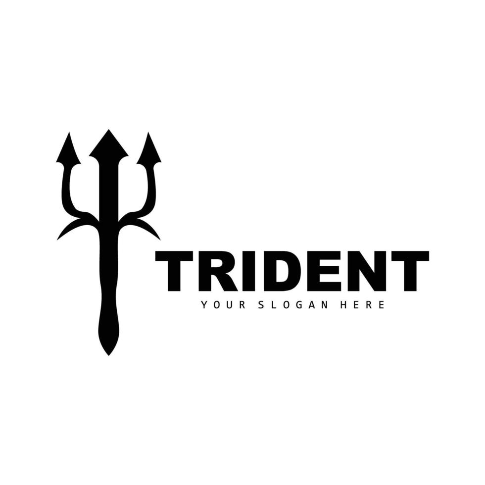 drietand logo, vector magie speer van Poseidon Neptunus, triton koning ontwerp, sjabloon icoon merk illustratie