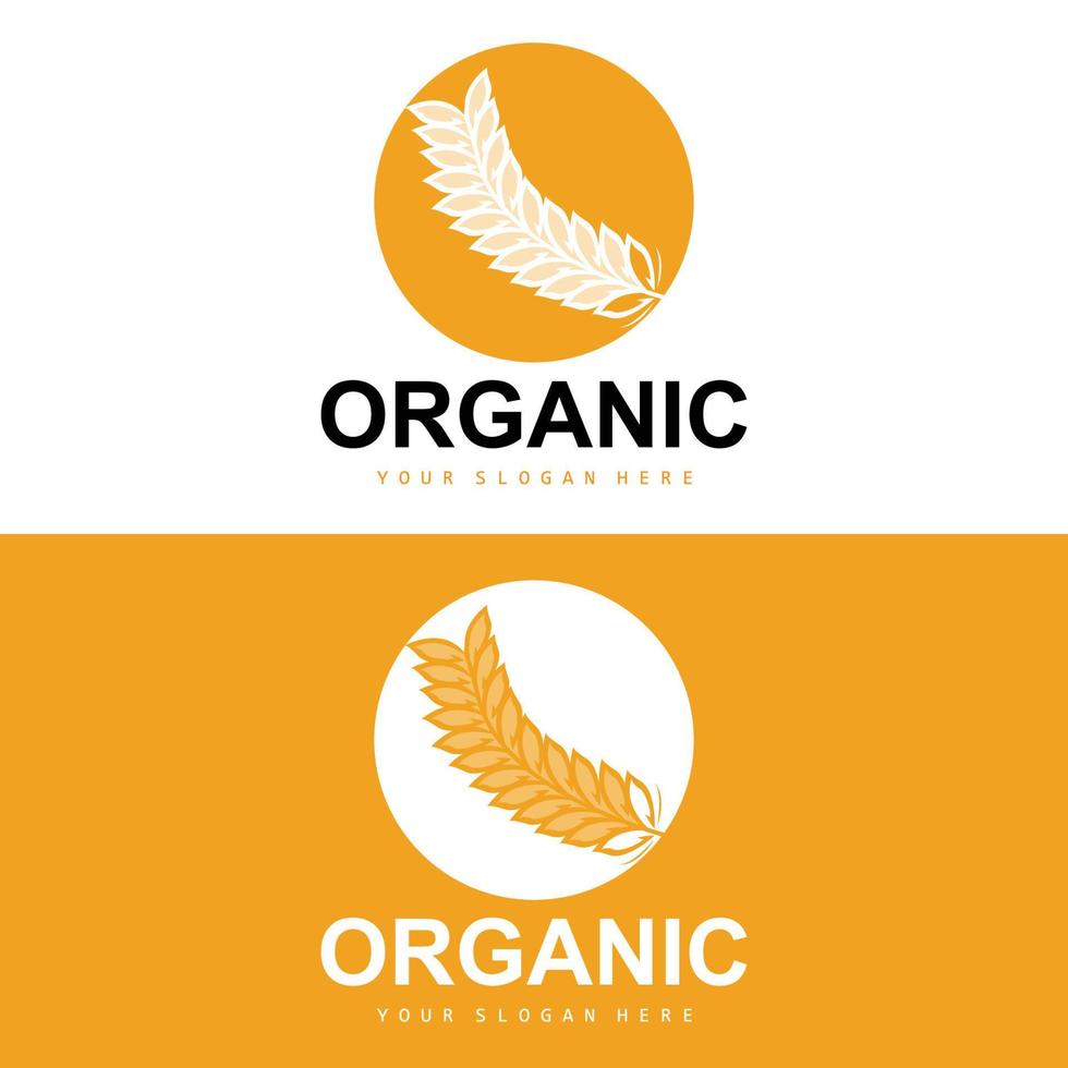 tarwe rijst- logo, agrarisch biologisch planten vector, luxe ontwerp gouden bakkerij ingrediënten vector