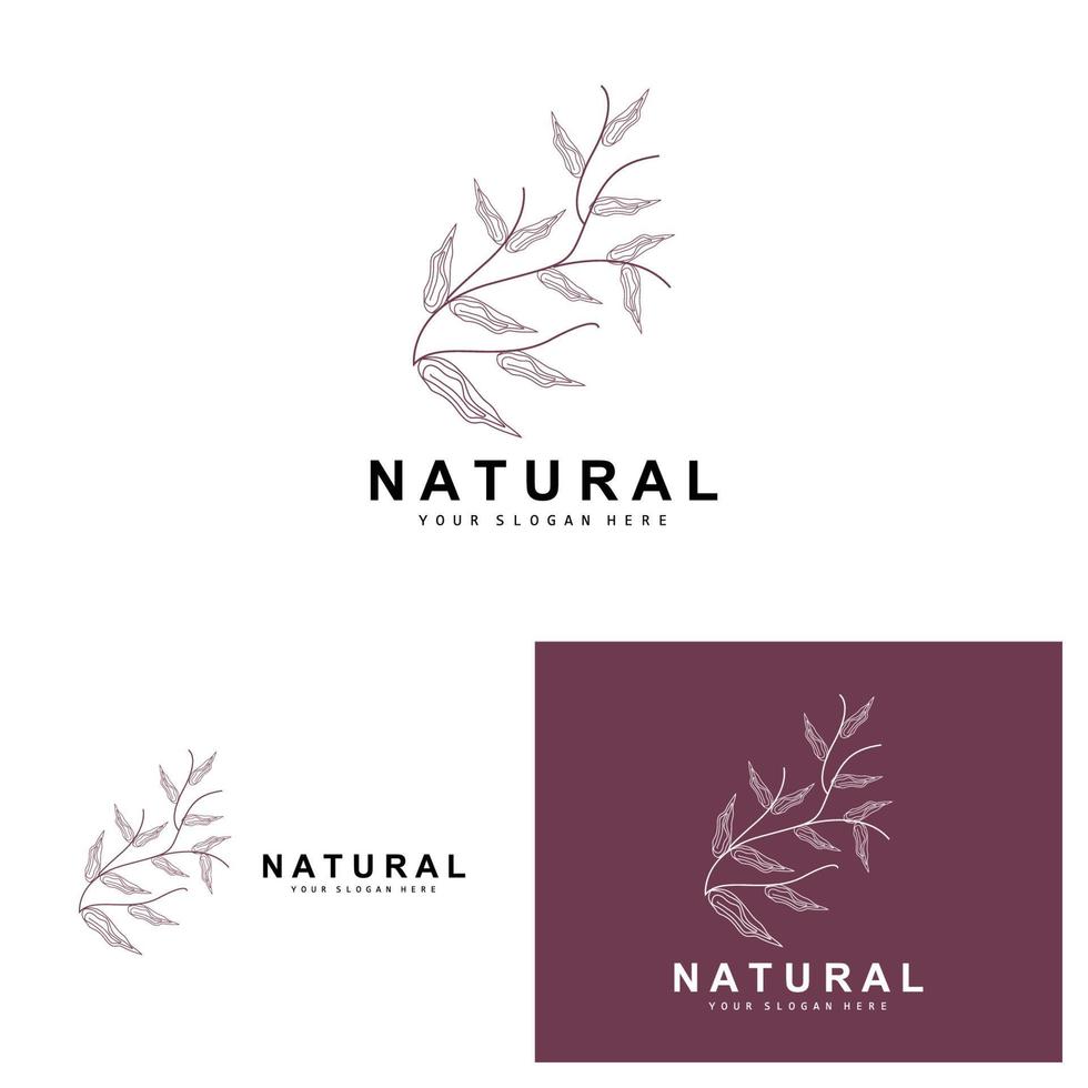 gemakkelijk botanisch blad en bloem logo, vector natuurlijk lijn stijl, decoratie ontwerp, banier, folder, bruiloft uitnodiging, en Product branding