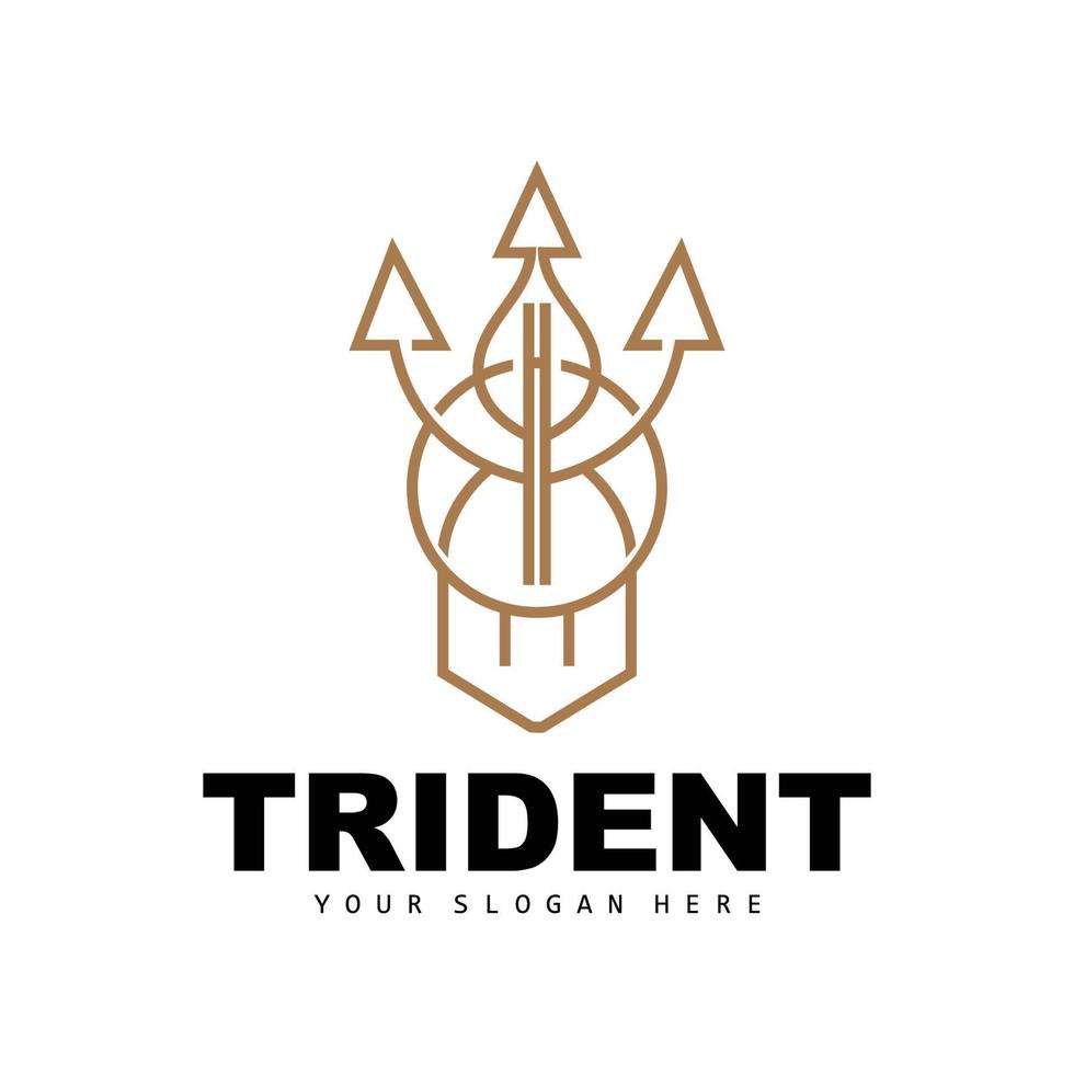 drietand logo, vector magie speer van Poseidon Neptunus, triton koning ontwerp, sjabloon icoon merk illustratie