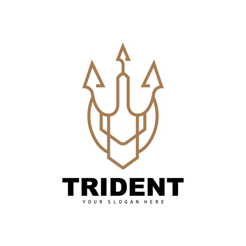 drietand logo, vector magie speer van Poseidon Neptunus, triton koning ontwerp, sjabloon icoon merk illustratie