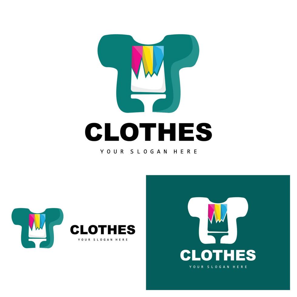 kleding logo, gemakkelijk stijl overhemd ontwerp, kleding op te slaan vector, mode, bedrijf merk en sjabloon icoon vector