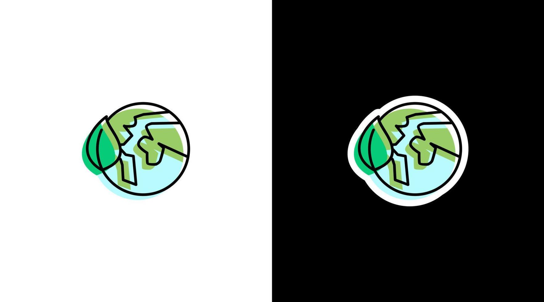 wereld wereldbol behoud groen blad milieu logo icoon sticker vector