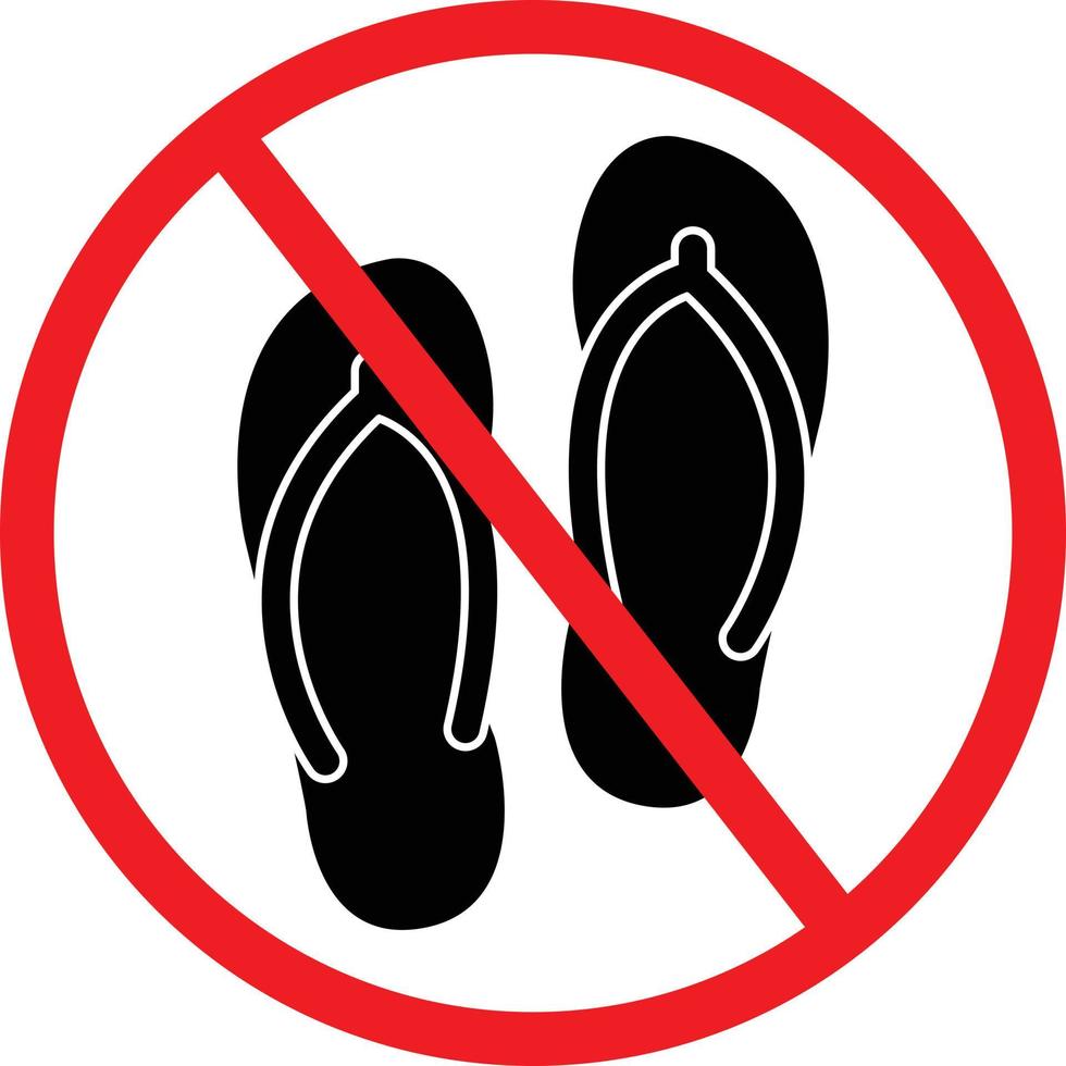 Nee slippers teken, omdraaien flops symbool vector