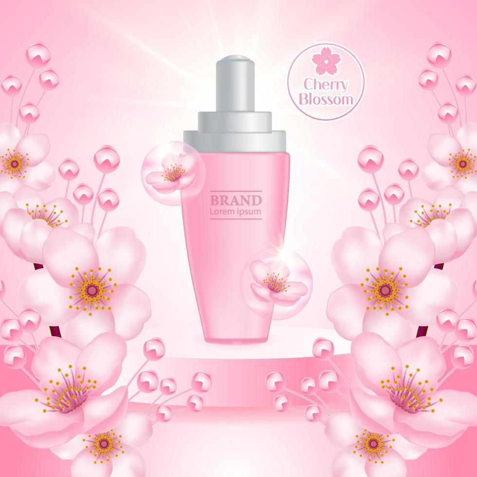 kers bloesem, sakura Afdeling met roze bloemen illustratie. vector