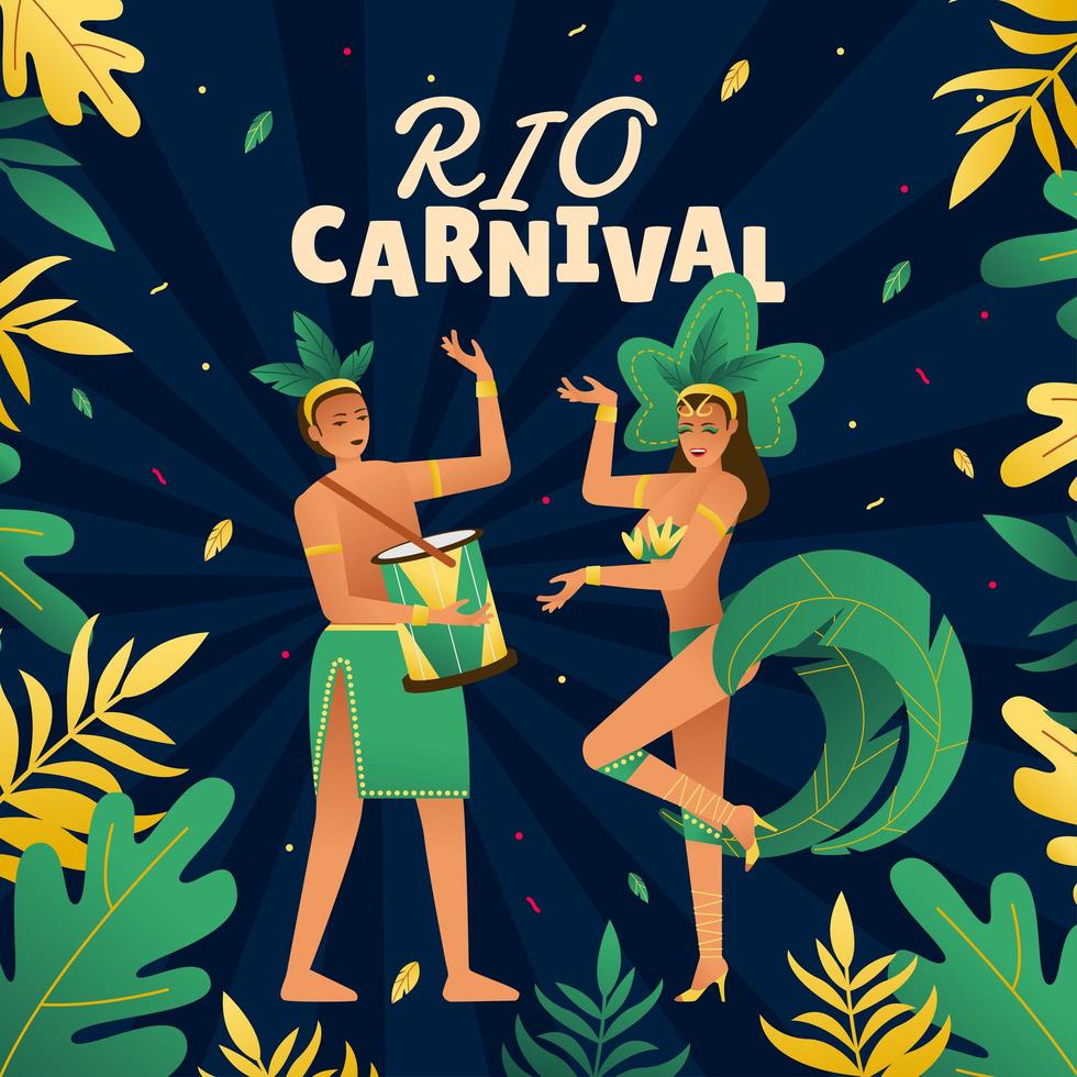 Braziliaanse danseres bij carnaval in rio de janeiro vector