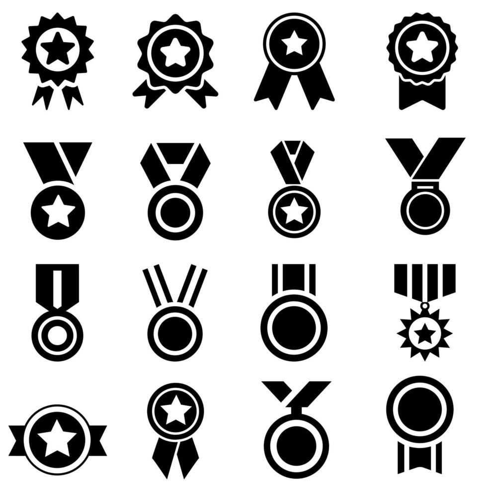 medaille icoon vector set. certificaat illustratie teken verzameling. prestatie symbool. prijs logo.