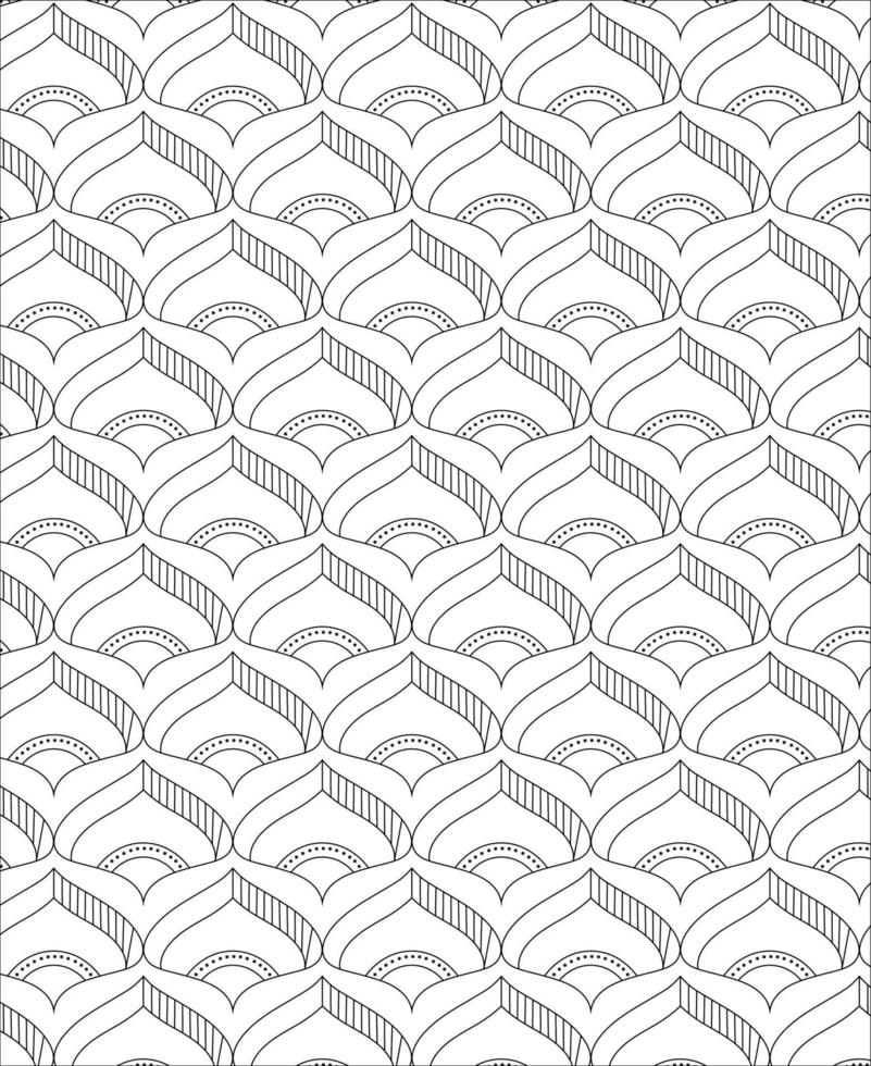 zwart en wit naadloos patroon voor kleur boek in tekening stijl. vector