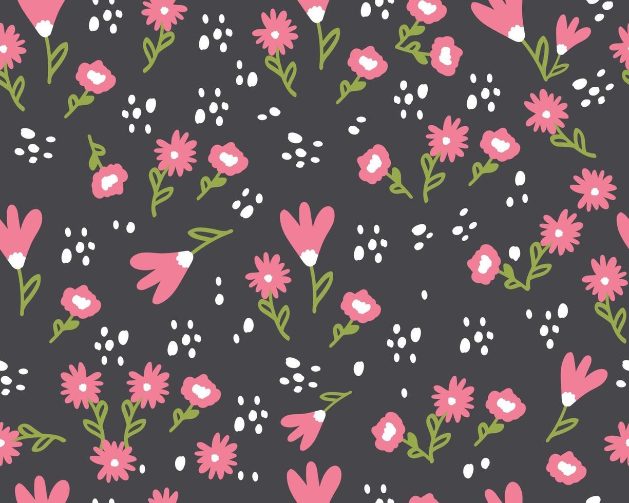 lente naadloze patroon met schattige bloemen. hand getrokken zomerflora textiel vector