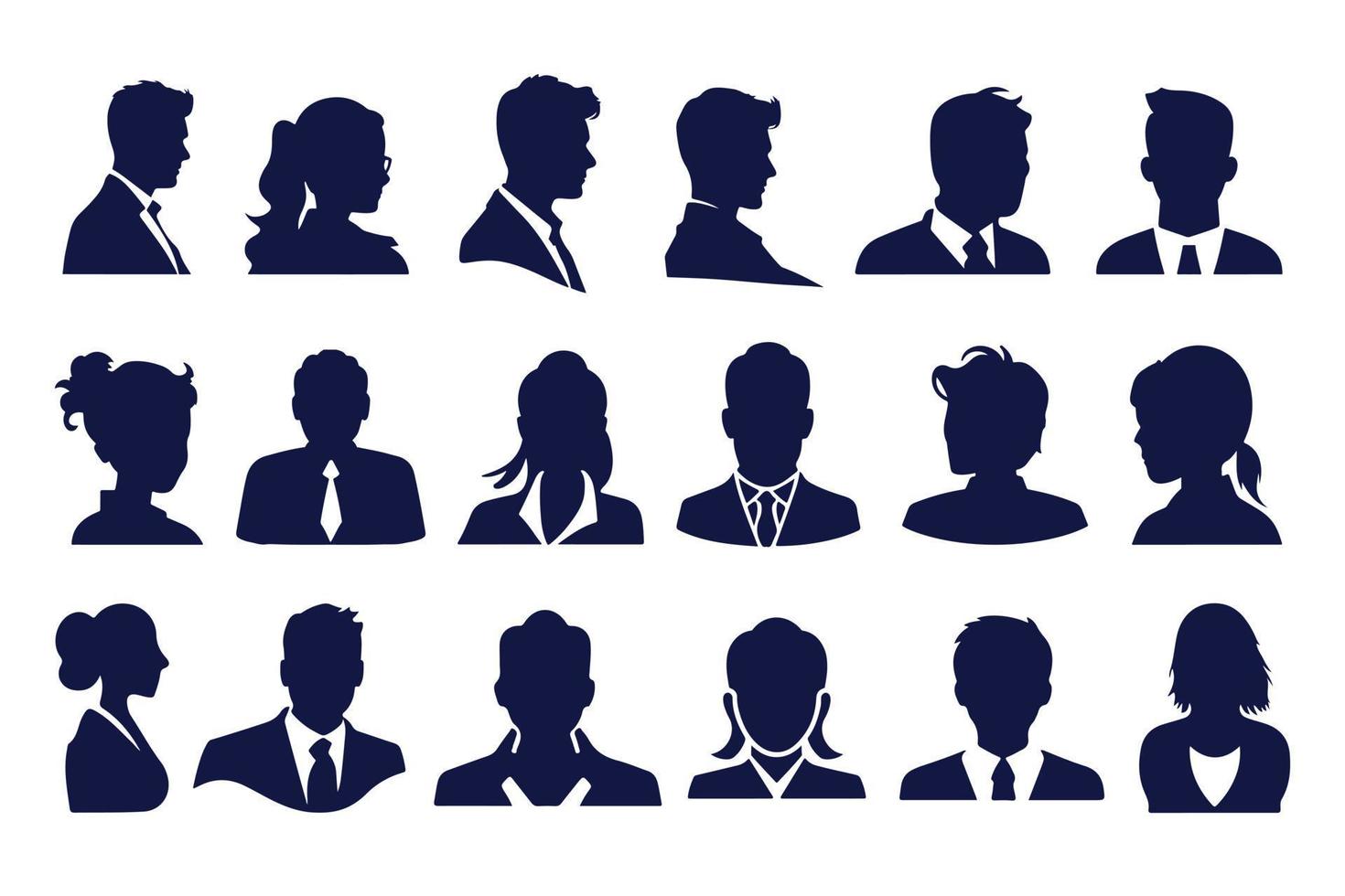 bedrijf mensen avatar profiel hoofd icoon silhouet reeks bedrijf Mens vrouw gebruiker gezicht avatars pictogrammen silhouetten vector illustratie