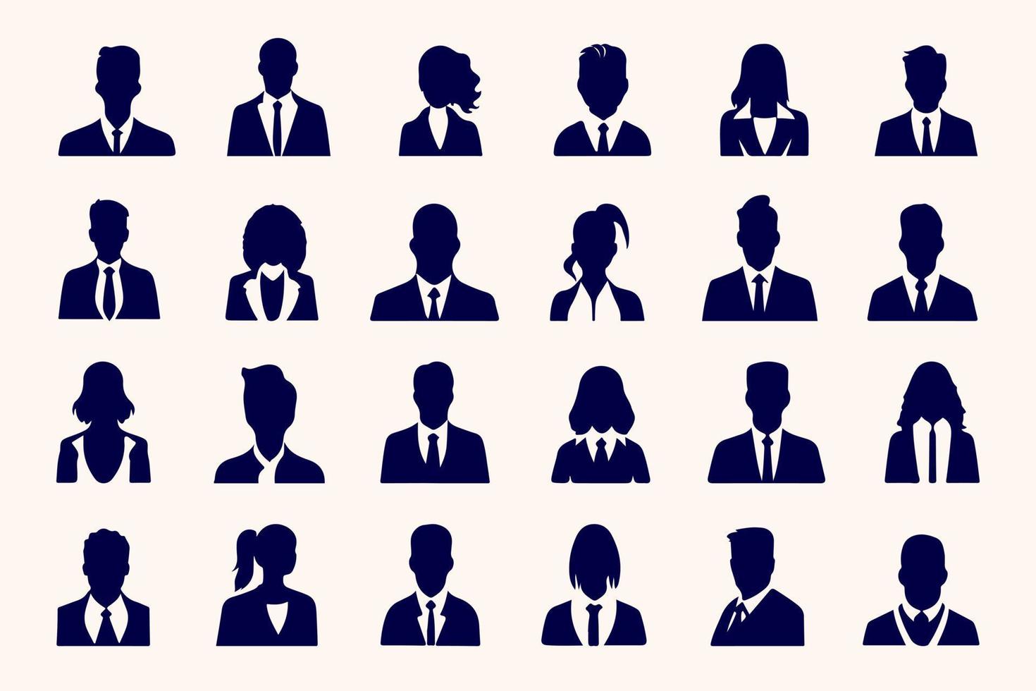 bedrijf mensen avatar profiel hoofd icoon silhouet reeks bedrijf Mens vrouw gebruiker gezicht avatars pictogrammen silhouetten vector illustratie