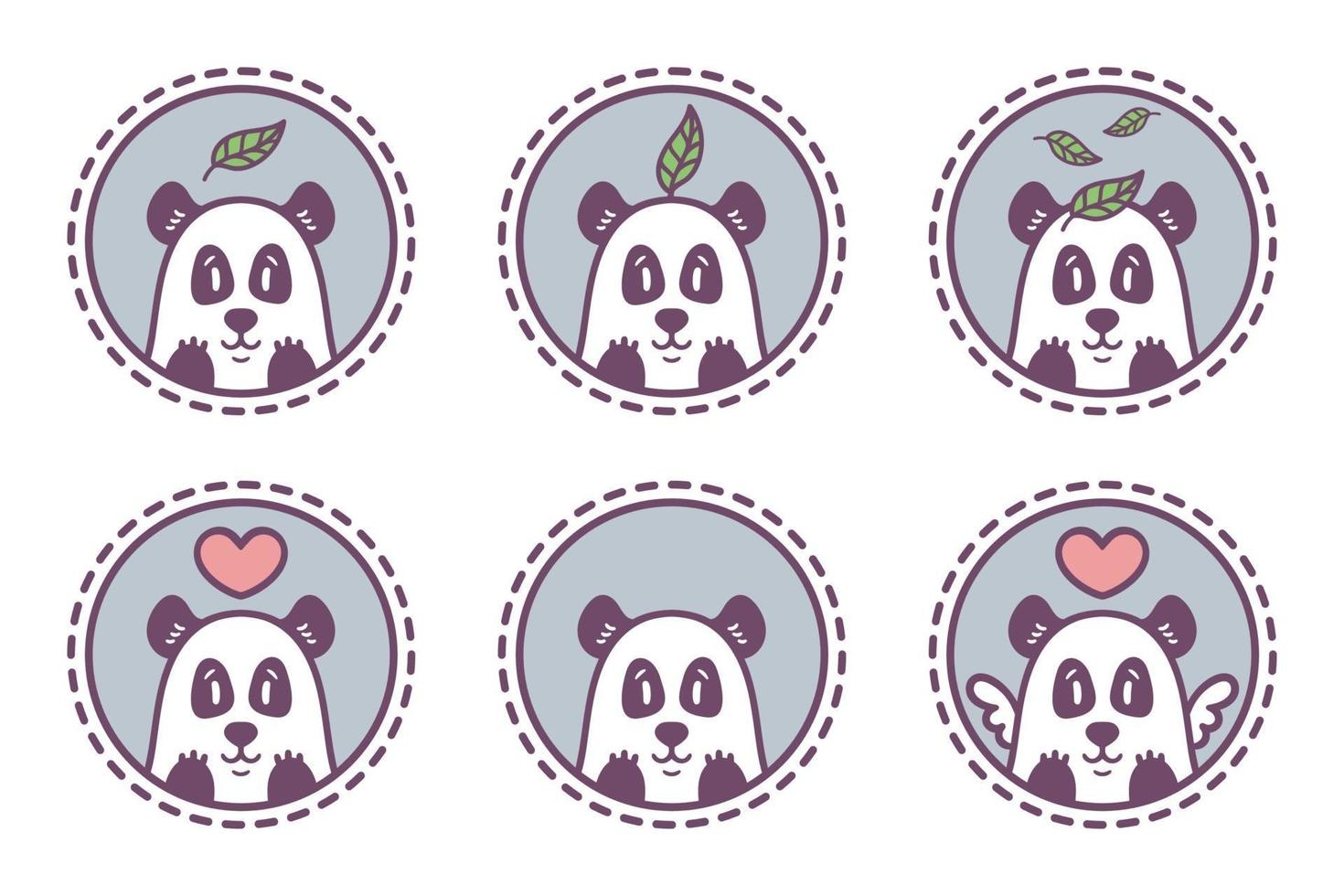 set panda emblemen, pictogrammen, etiketten. vector