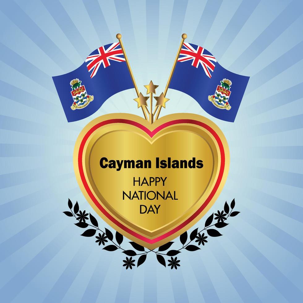 kaaiman eilanden vlag onafhankelijkheid dag met goud hart vector