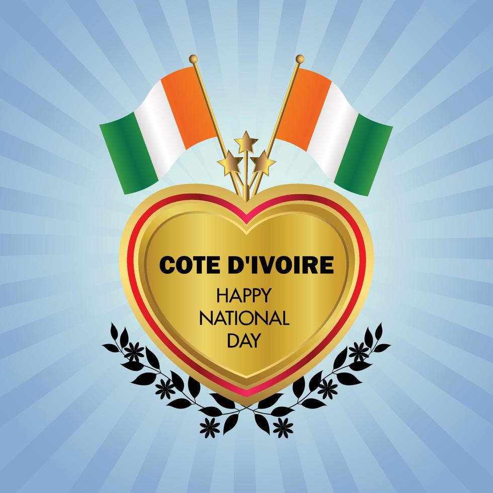 cote d'ivoire vlag onafhankelijkheid dag met goud hart vector