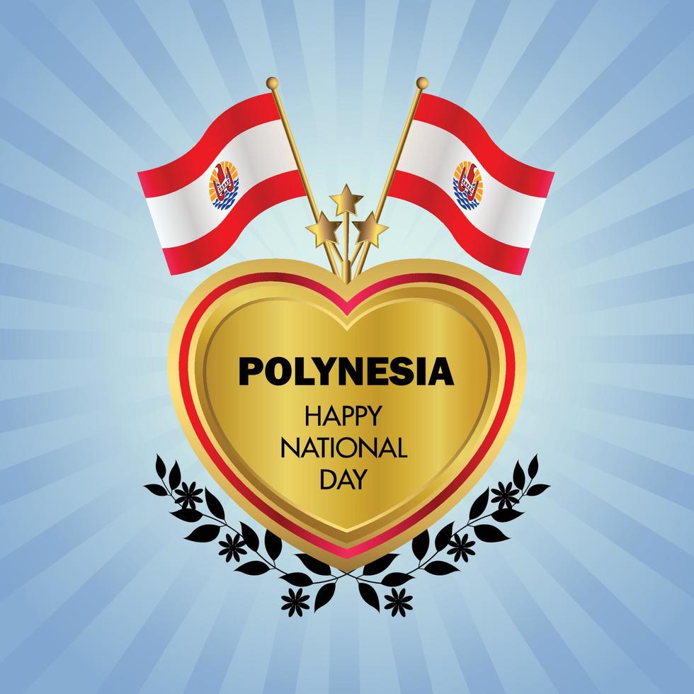 Frans Polynesië vlag onafhankelijkheid dag met goud hart vector